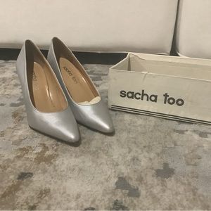 Sacha too silver three inch heels